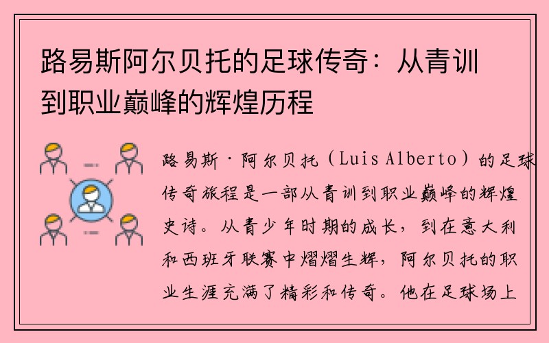 路易斯阿尔贝托的足球传奇：从青训到职业巅峰的辉煌历程